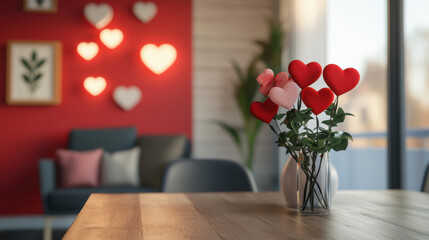 Zoom Background casual office, subtle valentines decorations