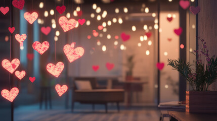 Zoom Background casual office, subtle valentines decorations
