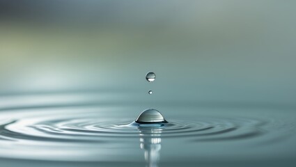 A drop of water floating on top of a body of water