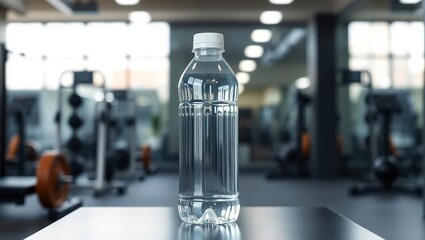 Water Bottle in Modern Fitness Center Gym