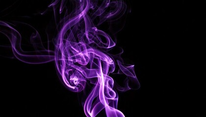 Translucent vibrant purple violet smoke whiffs and swirls of aromatic