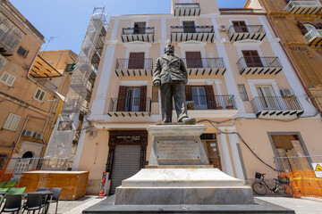 PORTO EMPEDOCLE, ITALY, JUNE 25, 2023 - Luigi Pirandello monument in Porto Empedocle, Agrigento,...