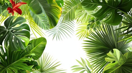 Lush Tropical Foliage Forms A Vibrant Frame