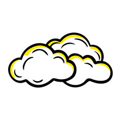 Happy Cartoon Sun and Clouds Clipart Design