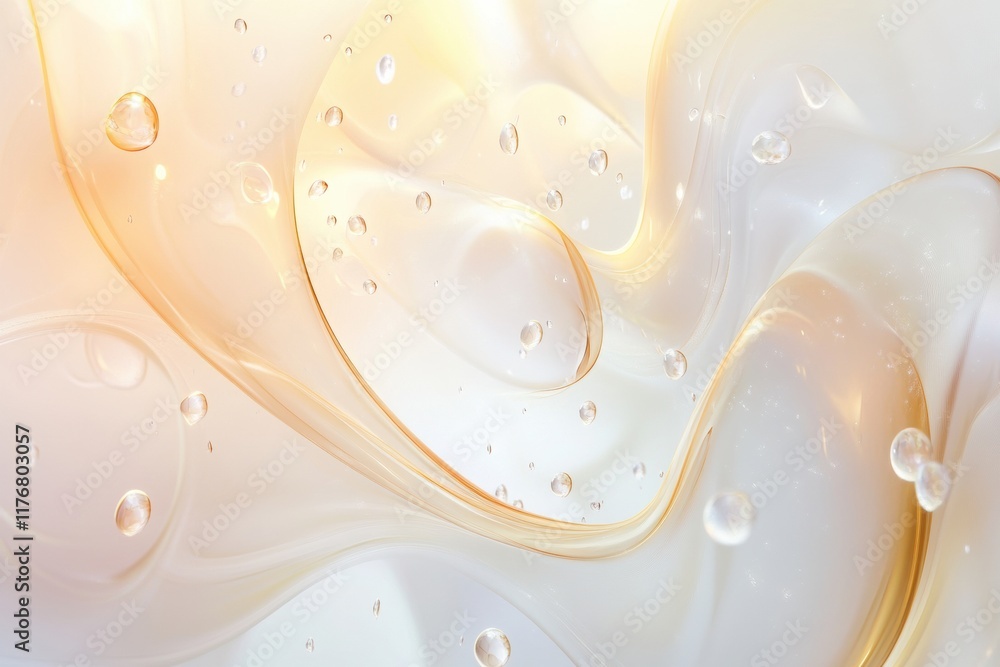 Aufkleber organic shapes with transparent glowing elements resembling water droplets in a fluid composition. g