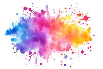 Abstract watercolor colorful background. Paint blots, stains and splashes. Texture of paint on paper. Blue, pink and yellow aquarelle on white background. Color gradient.