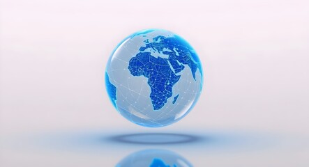 a technology and internet concept An abstract light blue hologram of the world in a glass sphere on a blur Abstract digital globe with global network connections on a white background, wallpaper 