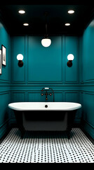 Teal Room 3D Render Elegant Bathroom