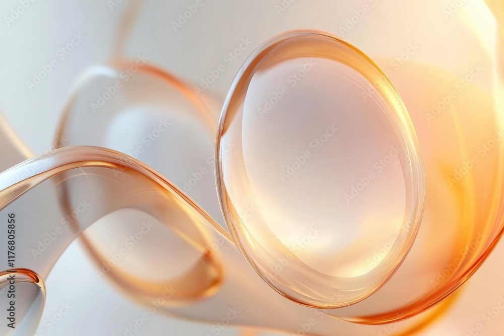 Poster organic shapes and glowing elements create a serene visual experience with translucent water droplet