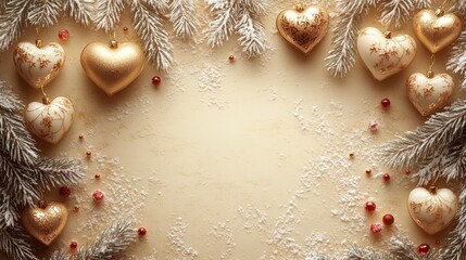 Romantic valentine hearts festive setting decorative wallpaper elegant gold background aesthetic view charming concept