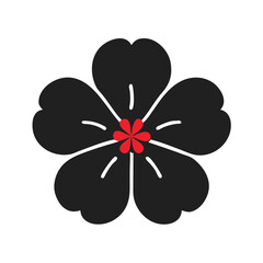 Minimalist Black and Red Floral Icons for Creative Projects