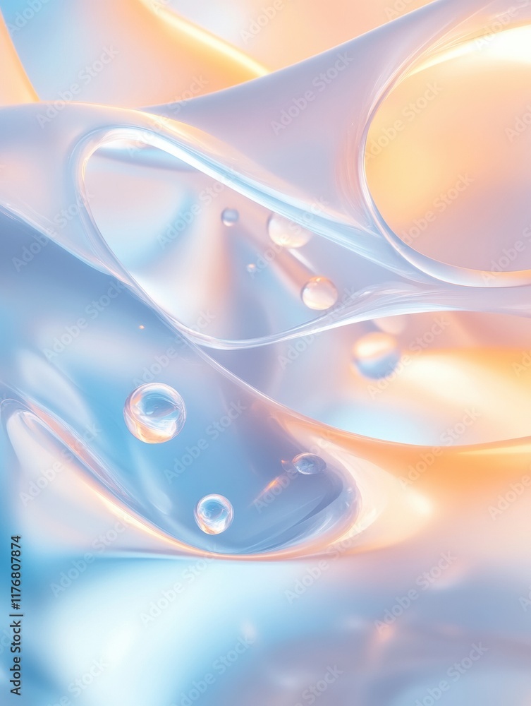 Aufkleber colorful abstract organic shapes resembling water droplets with glowing semi transparent elements in