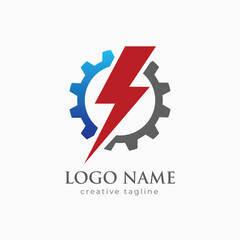 Industrial power engine logo. Branding for power and energy, electrical, industrial business, manufacture, engineering, etc. Isolated logo vector inspiration.