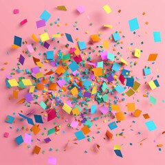 Confetti Icon Celebration Art in Flat Colorful Ultra 3D Style, Generative AI