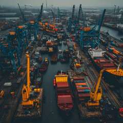 Aerial View Cargo Port Illustration