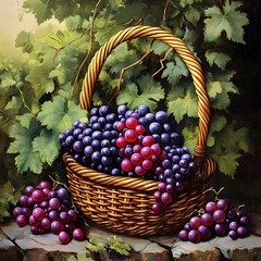A beautiful grape basket wine nature photo