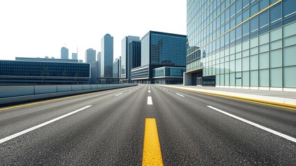 Obraz premium Asphalt Road to Modern Cityscape