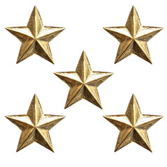 Obraz premium Five Gold Star Shapes Isolated for Awards and Achievements on transparent background