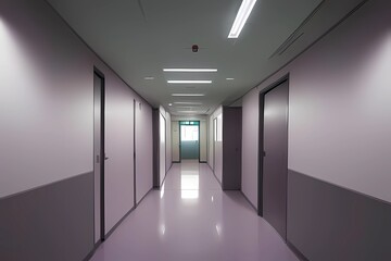 ゲーム背景　病院廊下と扉がたくさんある風景