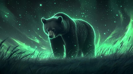 Obraz premium Bear walking in the wild , comic book style 