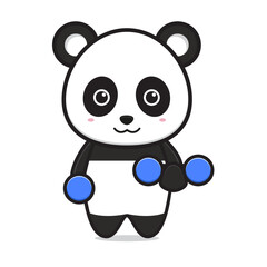 Cute panda doing fitness character cartoon icon illustration. Design isolated flat cartoon style