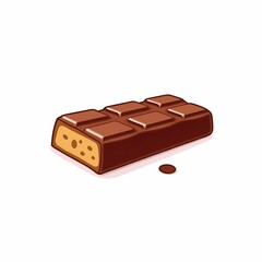 Chocolate Bar Delight: A single chocolate bar, with a smooth, rich brown surface and a hint of caramel peeking through, sits on a white background. The bar is broken.