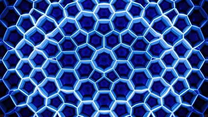 Blue and White Hexagon Abstract Pattern - Geometric Design