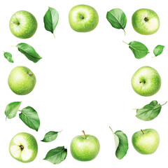 Fresh Green Apple in a Square Frame for Healthy Lifestyle Visuals on transparent background