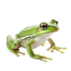 Obraz premium Close-up of a Green Frog Isolated on a White Background for Nature or Wildlife Themes on transparent background