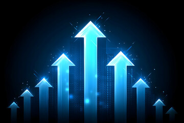 Abstract Blue Arrow Cityscape Illustration