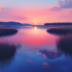 Obraz premium Serene sunset over water with Future Dusk hues reflecting in the sky