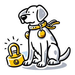 Cartoon Dog Illustration with Bell and Collar Design