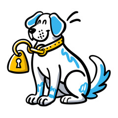 Cartoon Dog Illustration with Bell and Collar Design