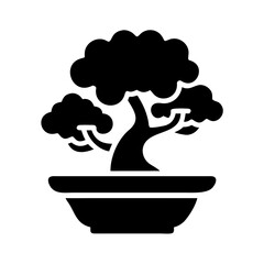 Bonsai Tree Silhouette Vector Illustration