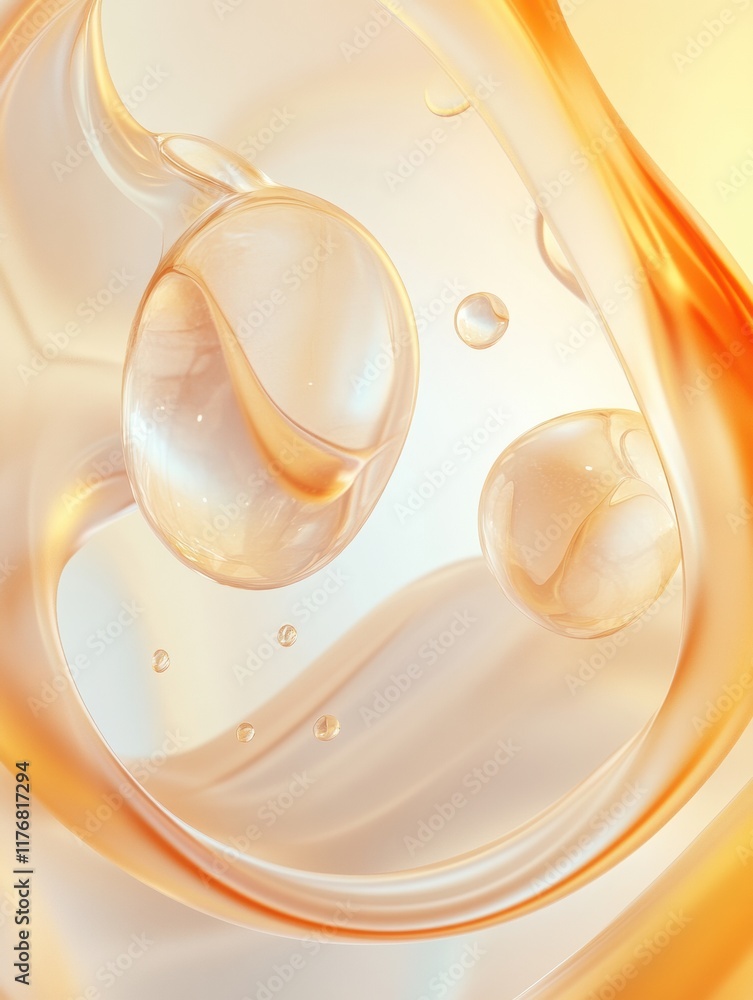Leinwandbilder abstract organic shapes create a dynamic visual of glowing water droplets in a vibrant, semi transpa