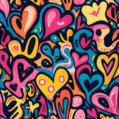 Fototapeta premium Colorful heart pattern for happy vibes, Seamless colorful heart pattern design
