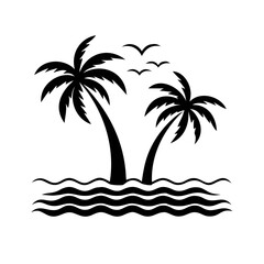 Exotic Island Silhouette Graphic - Free Download