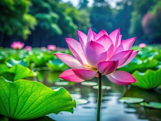 Obraz premium Aerial perspective reveals a breathtaking expanse of pink lotus blossoms at Banyawol, Daegu.