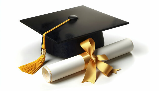 Education A rolled diploma tied with a yellow ribbon resting on the edge