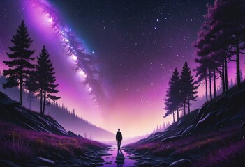 Naklejka premium Ethereal Journey through the Night Sky