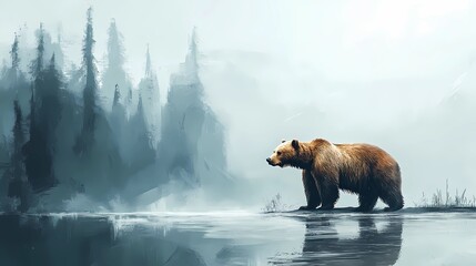Background image of a bear, style of book illustrations
