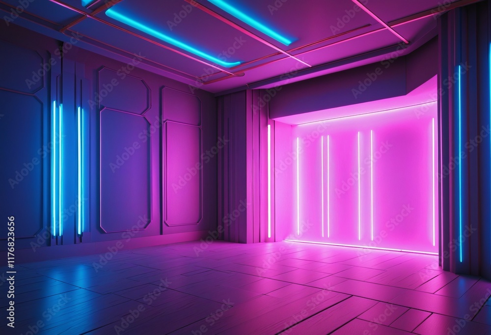 Poster neon geometry in empty spaces