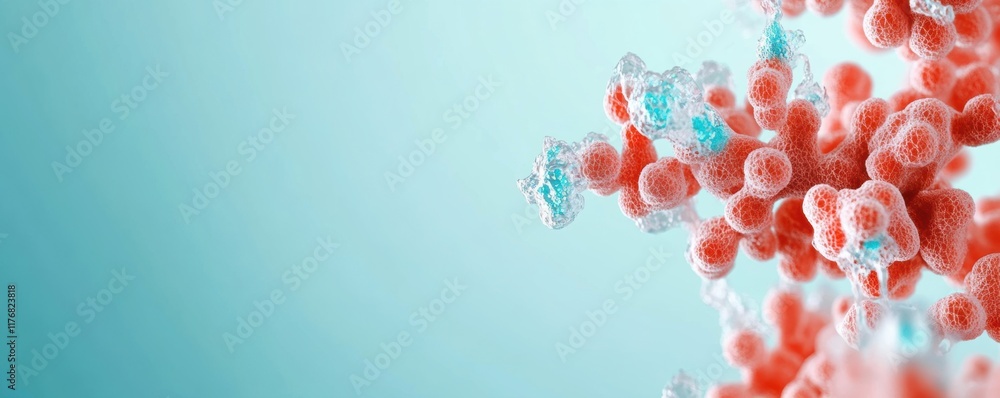 Aufkleber close-up of abstract molecular structure with red and blue spheres