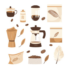 Coffee-themed illustration with various elements.