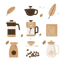 Coffee-themed illustration with various elements.