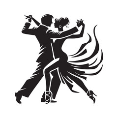 Tango Silhouette Vector Illustration, Solid White Background.