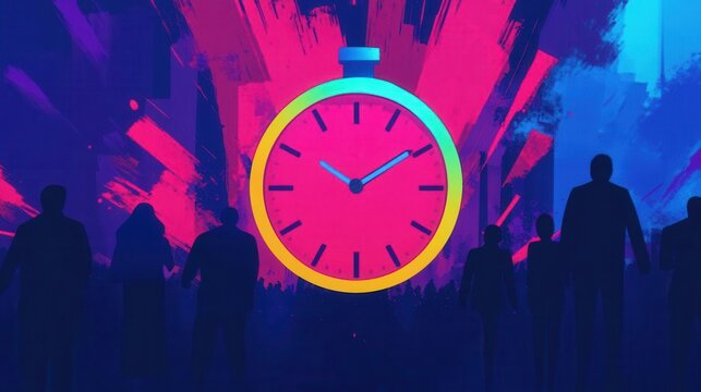 Illustration of a countdown timer over an event registration form, vibrant and engaging