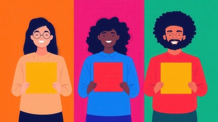 Diverse students holding admission confirmation letters with vibrant backgrounds