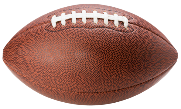 American football ball isolate on white background, full ball, rugby ball isolate on white PNG File.