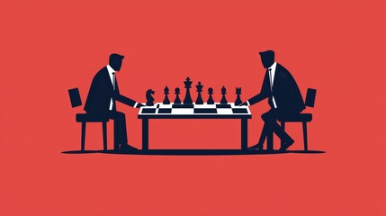 Fototapeta premium Strategic chess match between two players
